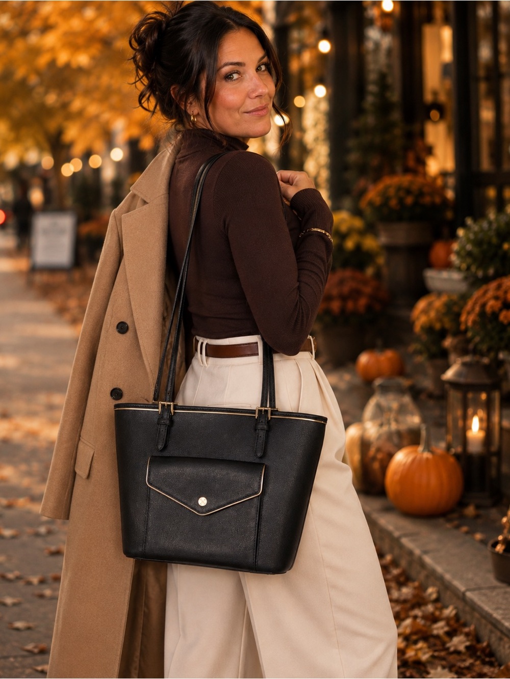 Michael Kors Black Leather Tote Bag